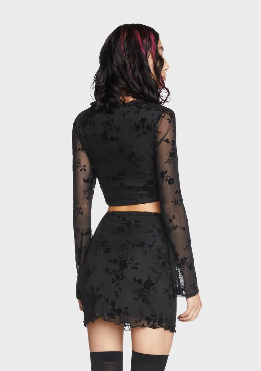 Flocked Mesh Tie Top