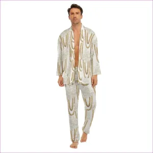Floral Chain Men's Imitation Silk Pajama Sets
