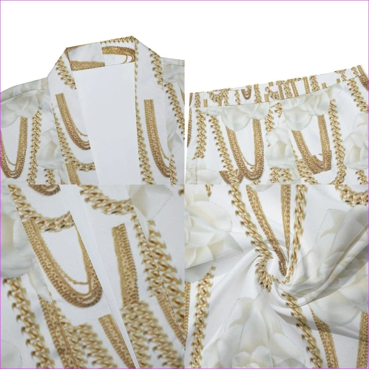 Floral Chain Men's Imitation Silk Pajama Sets