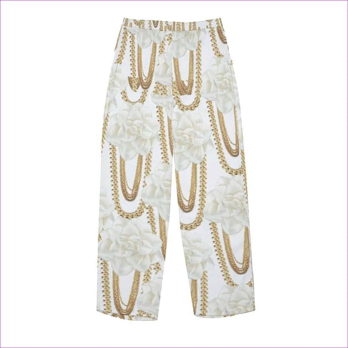 Floral Chain Men's Imitation Silk Pajama Sets
