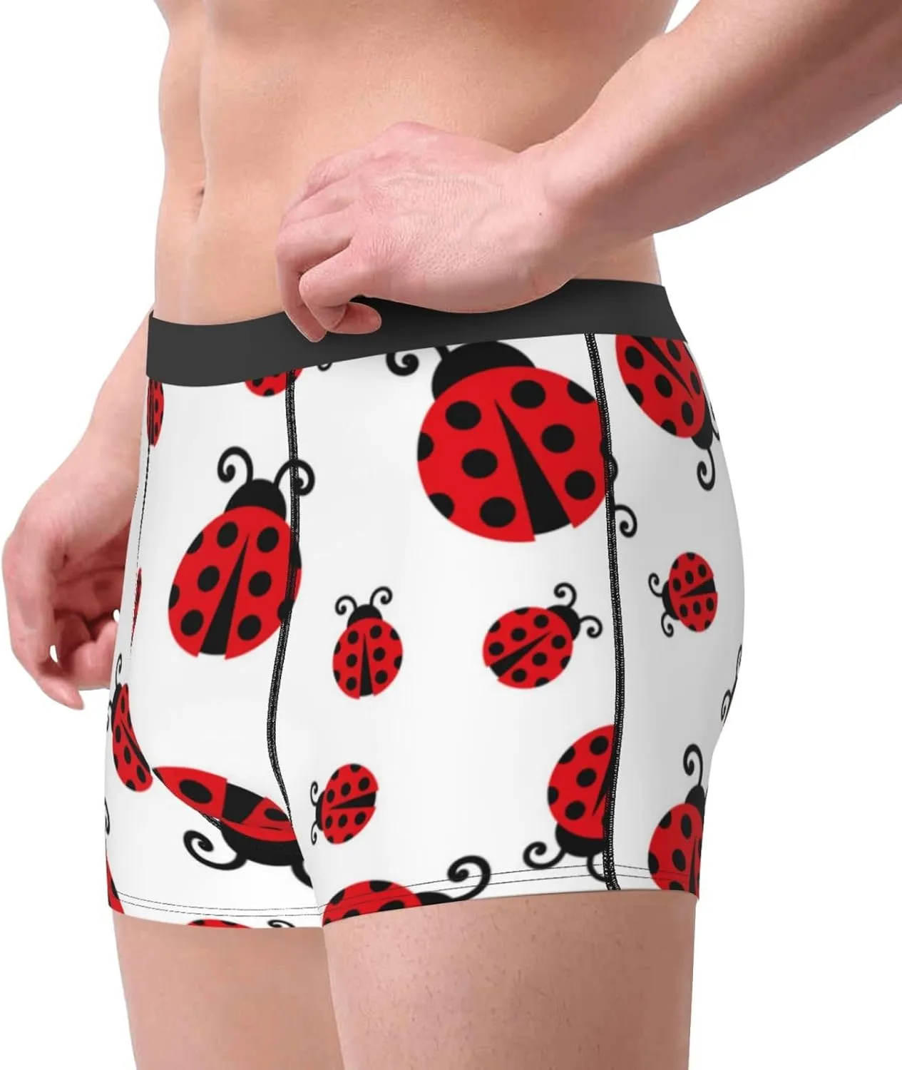 Fly Flying Ladybug Print Boxer Briefs For Men Breathable Underwear-