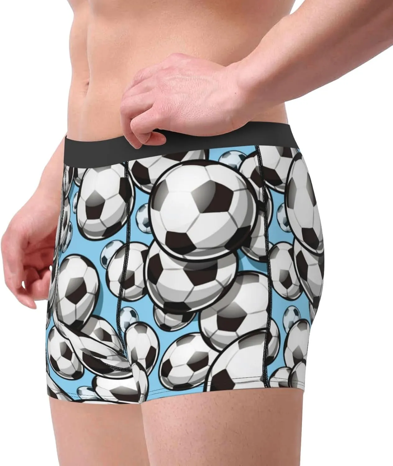 Football Soccer Ball Print Boxer Briefs For Men Breathable Underwear-