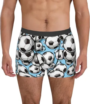 Football Soccer Ball Print Boxer Briefs For Men Breathable Underwear-