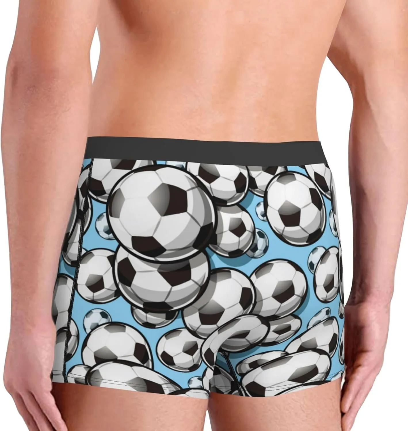 Football Soccer Ball Print Boxer Briefs For Men Breathable Underwear-