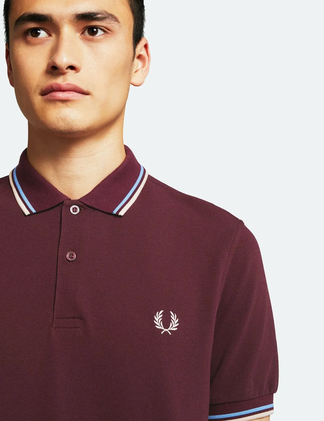 Fred Perry Twin Tipped Polo Shirt - Mahogany/Sky/Natural