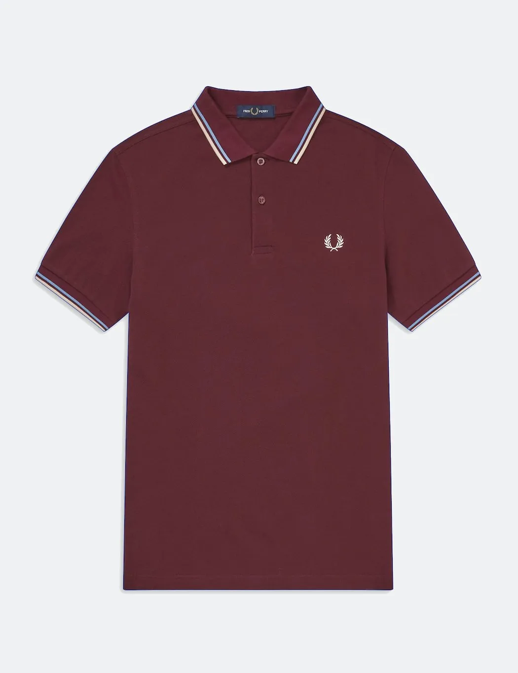 Fred Perry Twin Tipped Polo Shirt - Mahogany/Sky/Natural