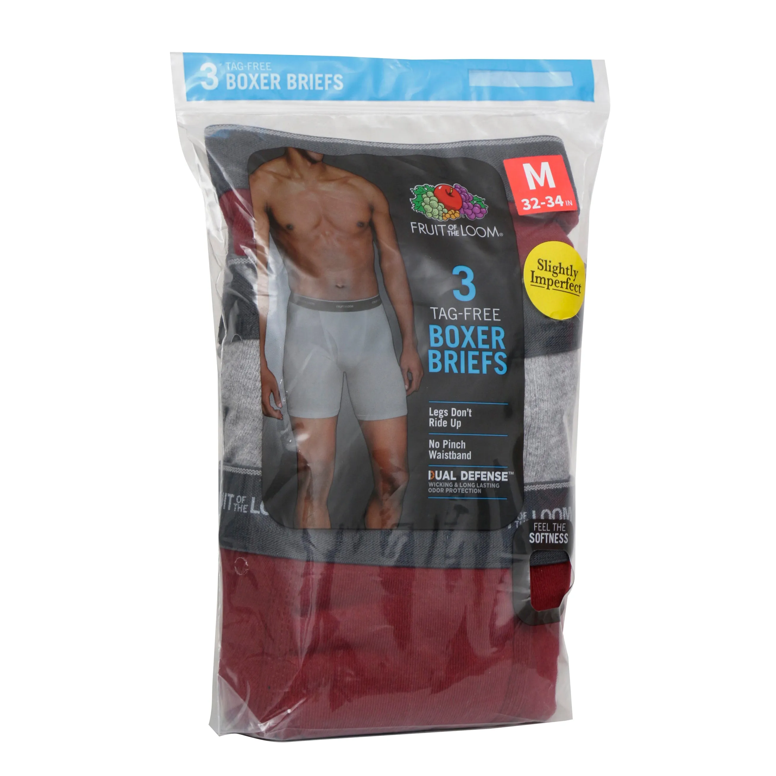 Fruit of The Loom Men's 3 Pack Dual Defense No Pinch Waistband Boxer Briefs