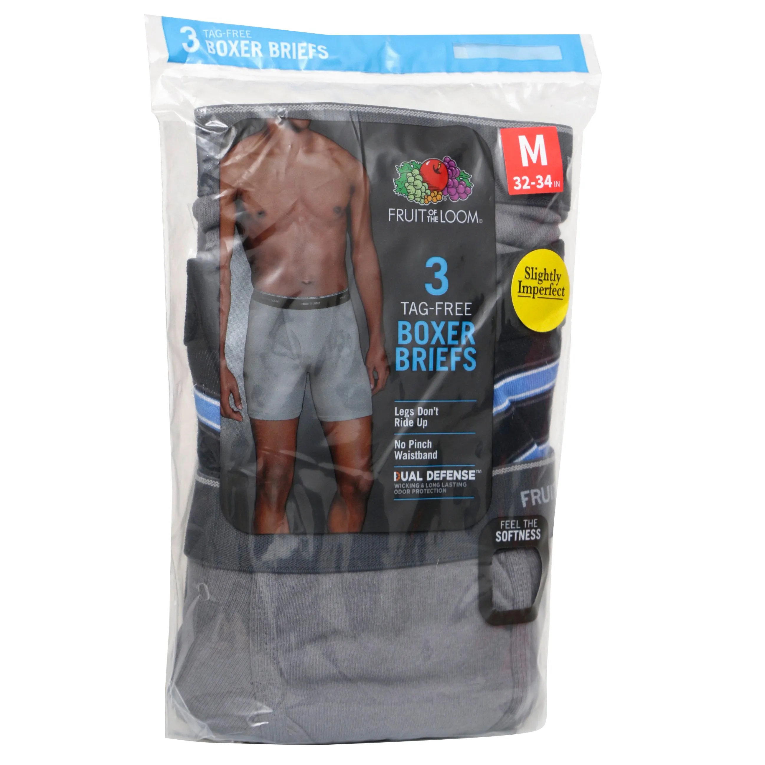 Fruit of The Loom Men's 3 Pack Dual Defense No Pinch Waistband Boxer Briefs