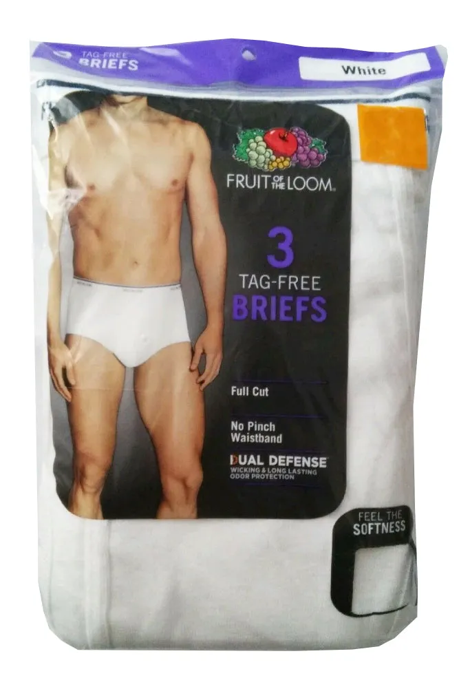 Fruit Of The Loom Men's 3 Pack Tag Free Full Cut Cotton Briefs