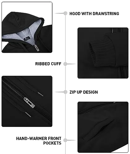 GEEK LIGHTING Hoodies for Men Sweatshirts Zip Up Jacket Sherpa Lined Fleece Sweatshirts