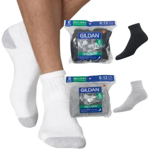 Gildan Adult Platinum Men's 6 Pack Moisture Wicking Sports Ankle Socks