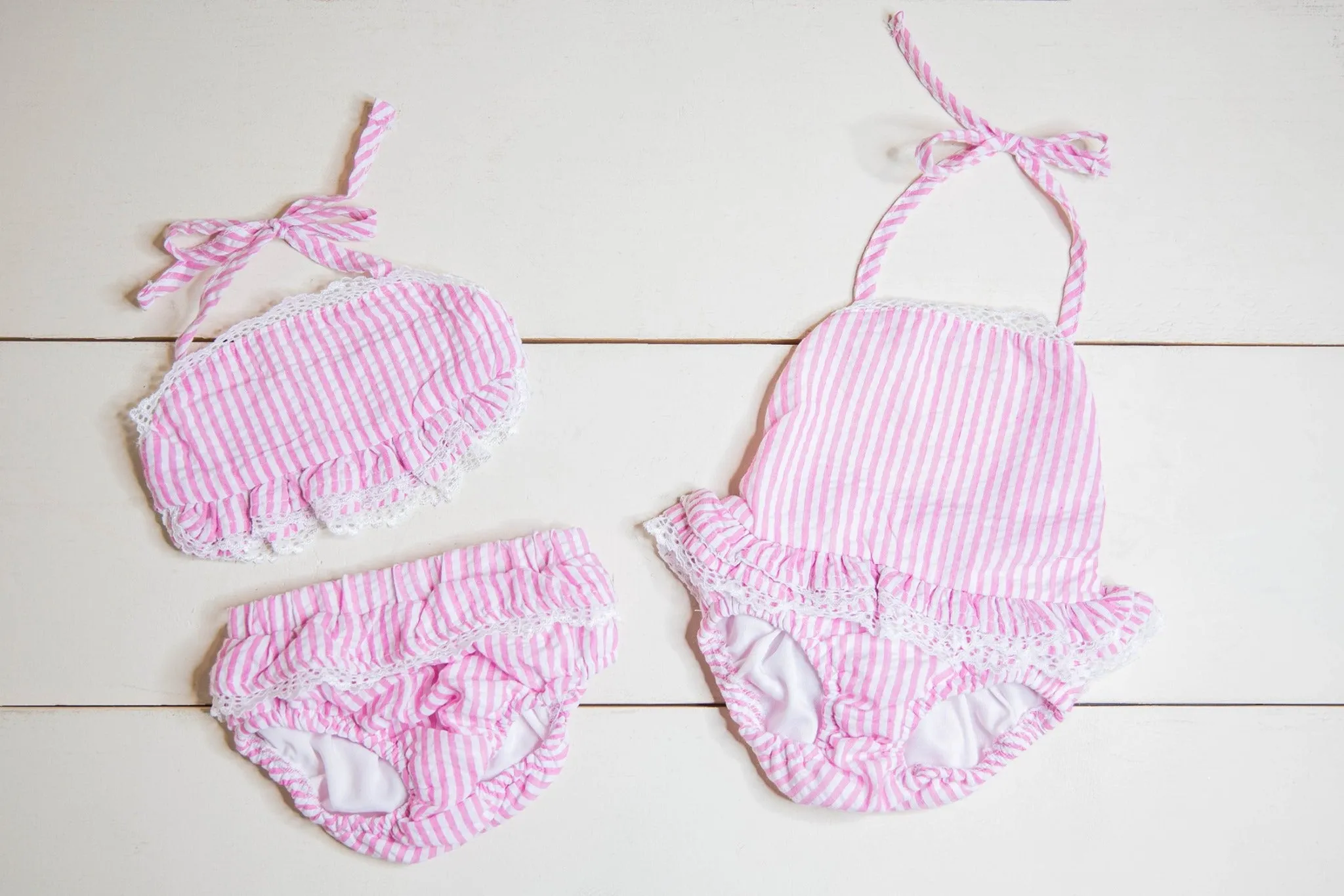Girls Seersucker Swim two piece