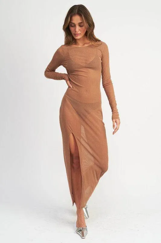 Glitter Mesh Sheer Maxi Dress Cover Up