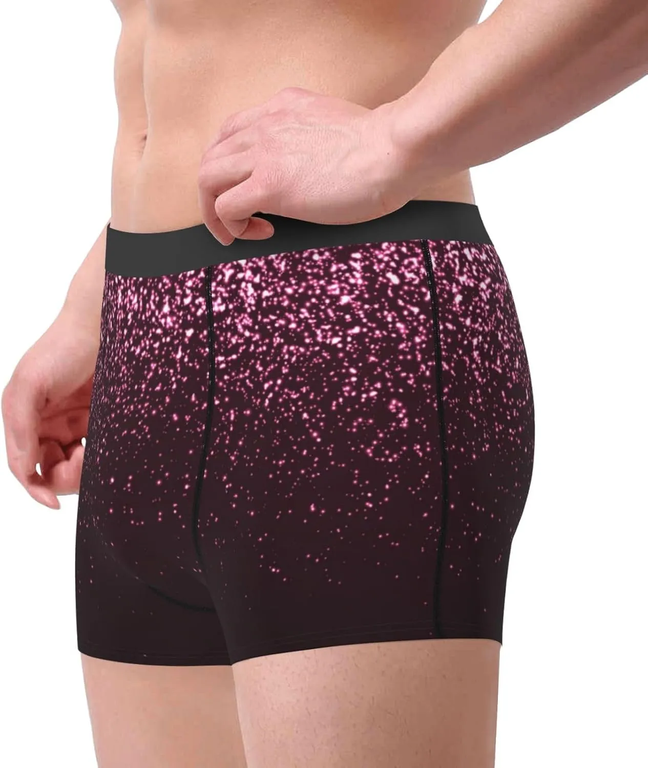 Glitter Sparkles Print Boxer Briefs For Men Breathable Underwear-