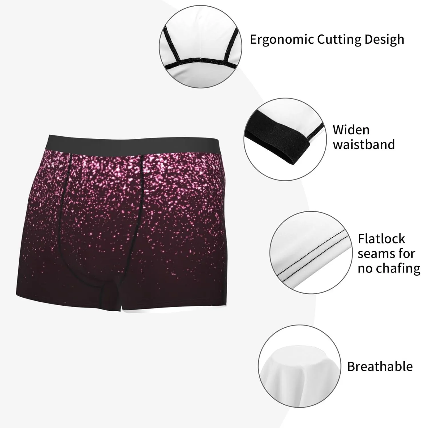 Glitter Sparkles Print Boxer Briefs For Men Breathable Underwear-
