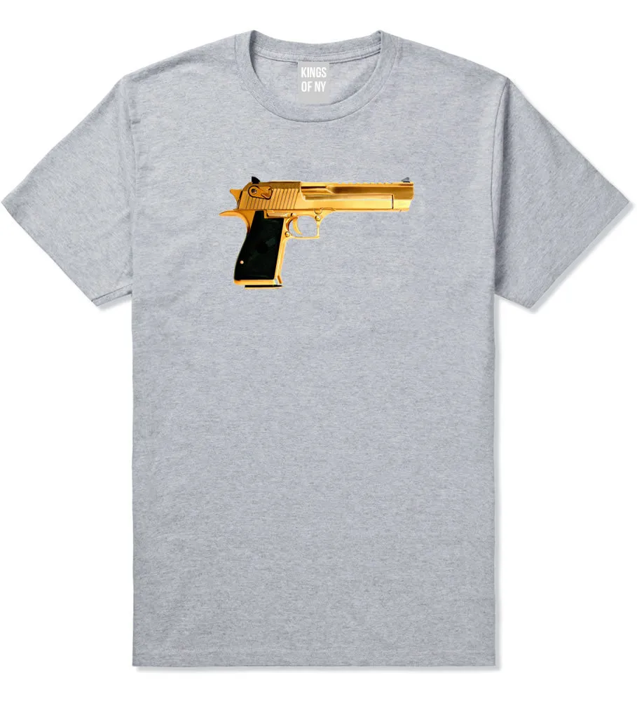 Gold Gun 9mm Revolver Chrome 45 Boys Kids T-Shirt