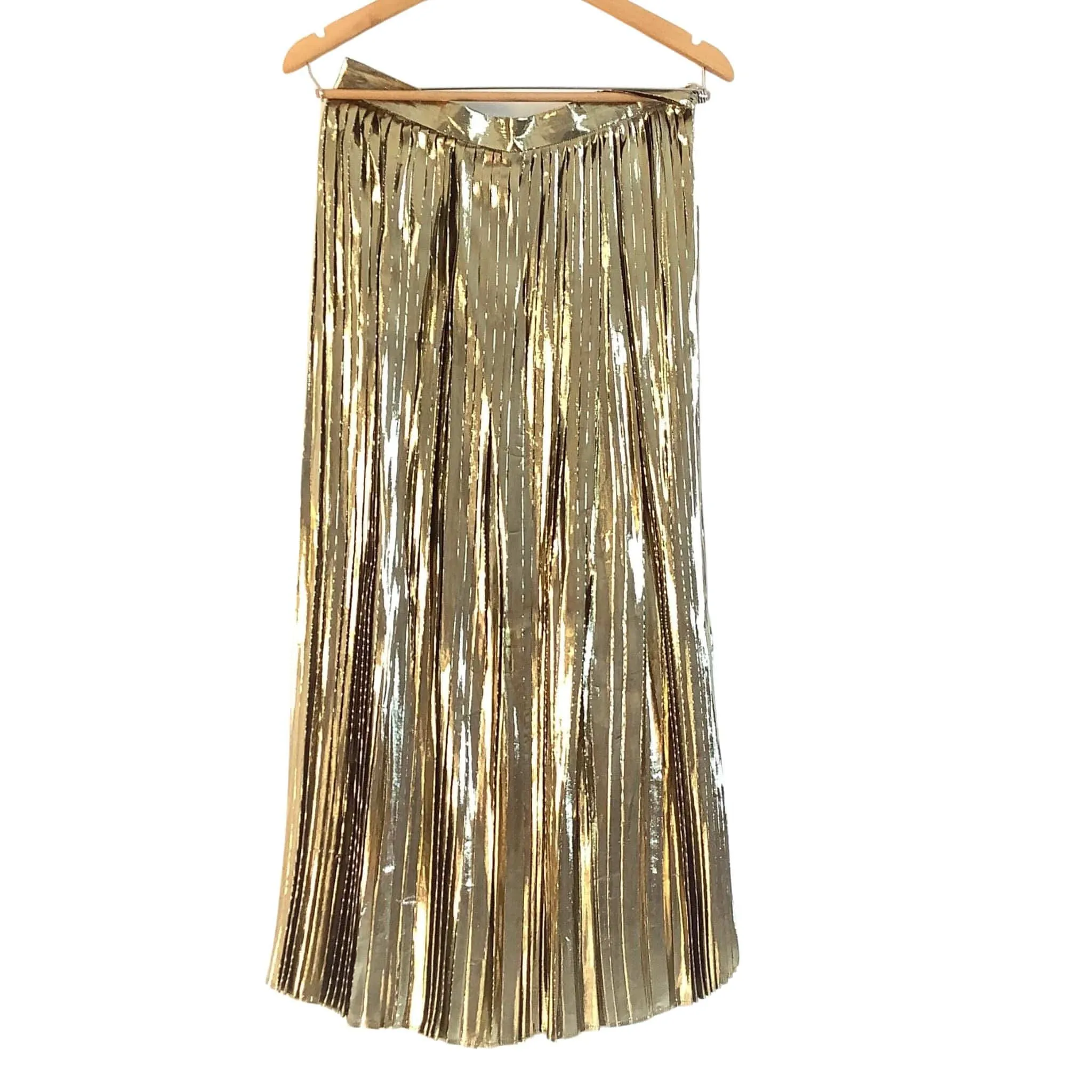 Gold Pleated Maxi Skirt
