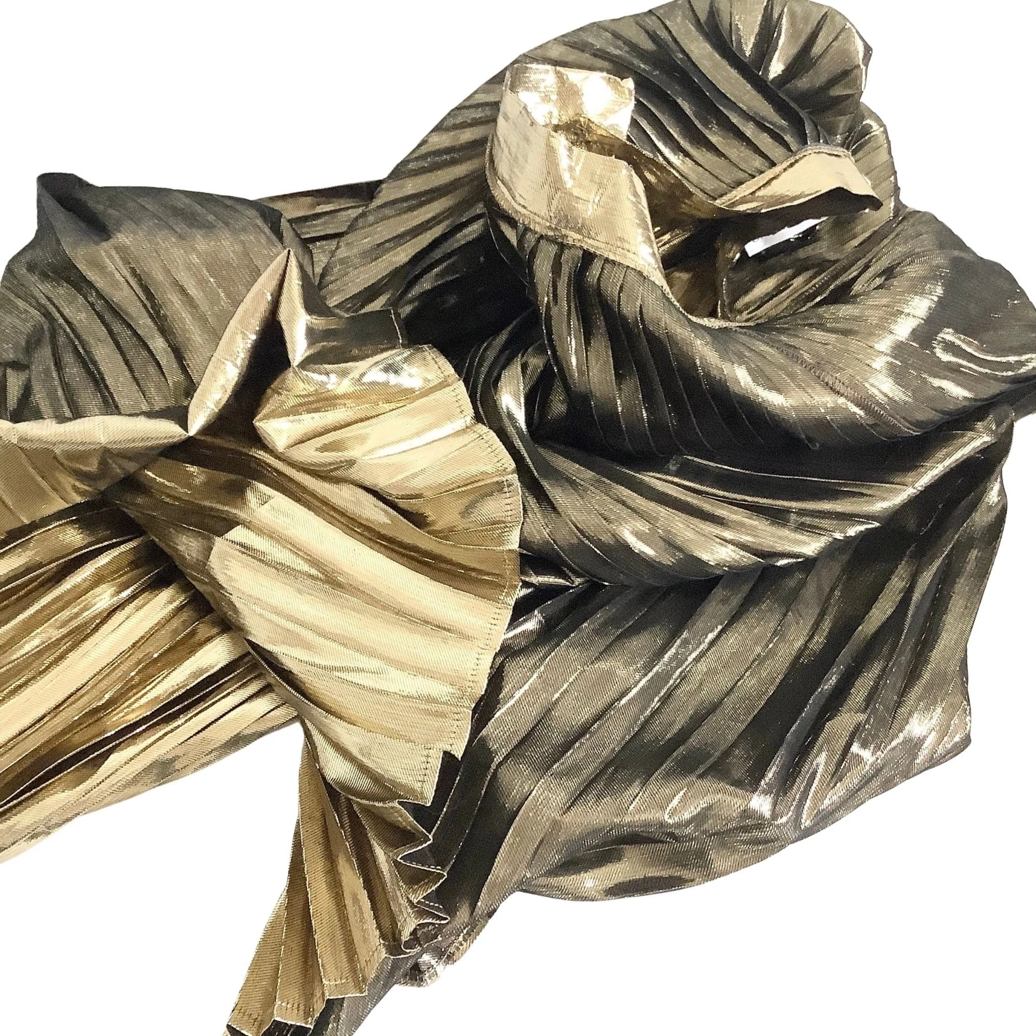 Gold Pleated Maxi Skirt