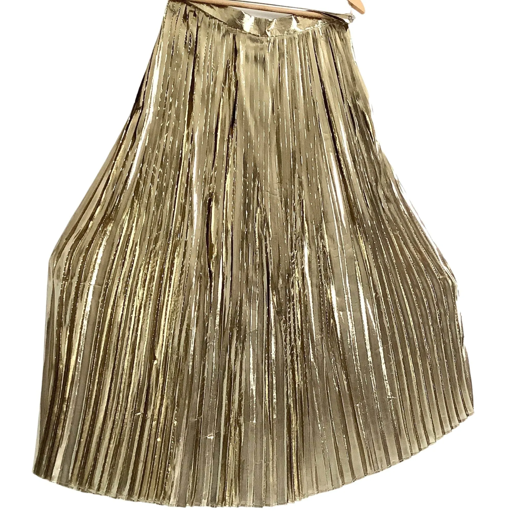 Gold Pleated Maxi Skirt