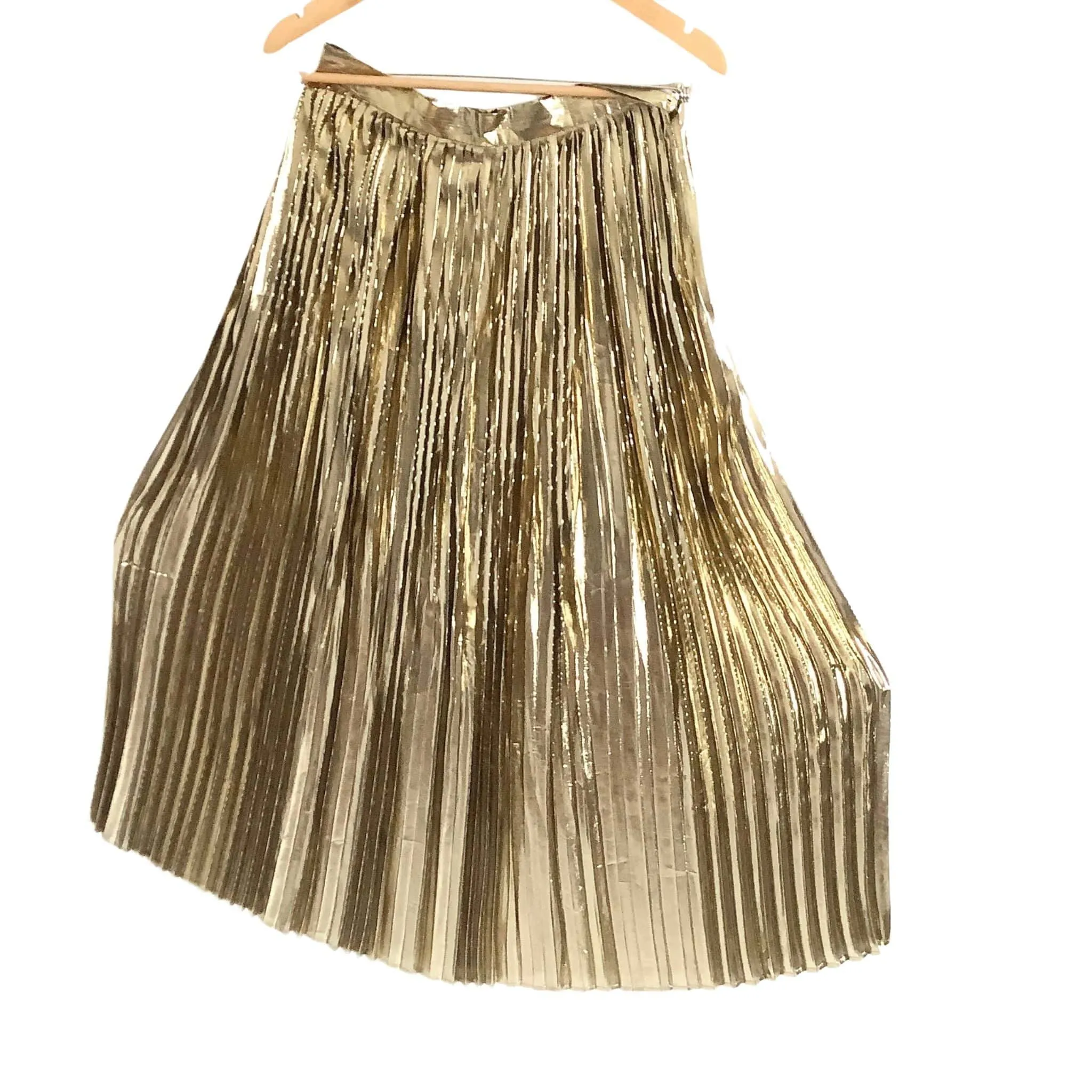 Gold Pleated Maxi Skirt