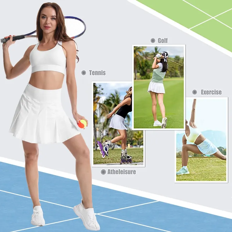 Golf Women's Tennis Skirts Pleated High Waisted Grey