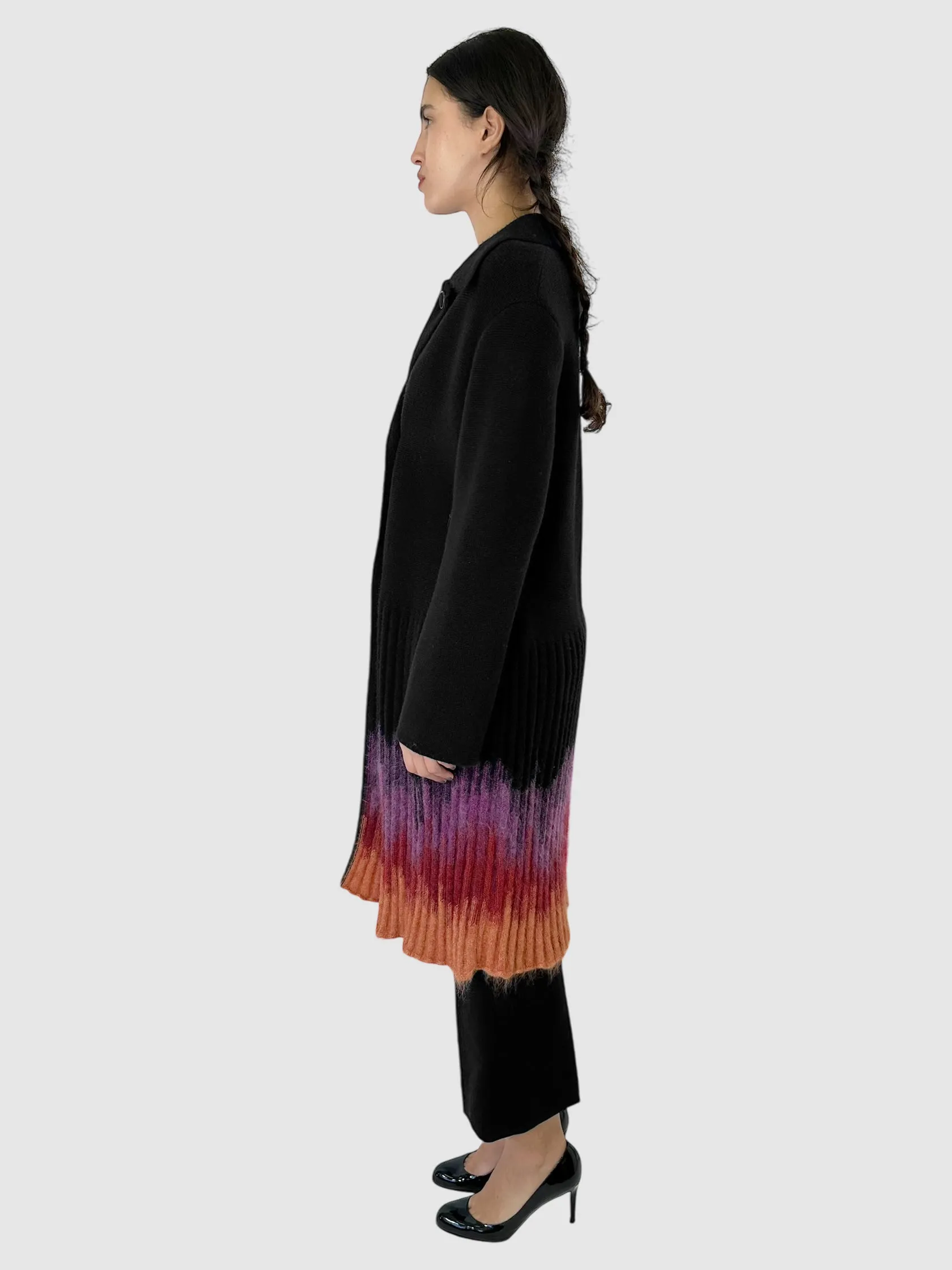 Gradient Wool Double-Breasted Coat - Size 12