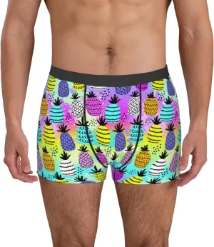 Graffiti Pineapples Print Boxer Briefs For Men Breathable Underwear-