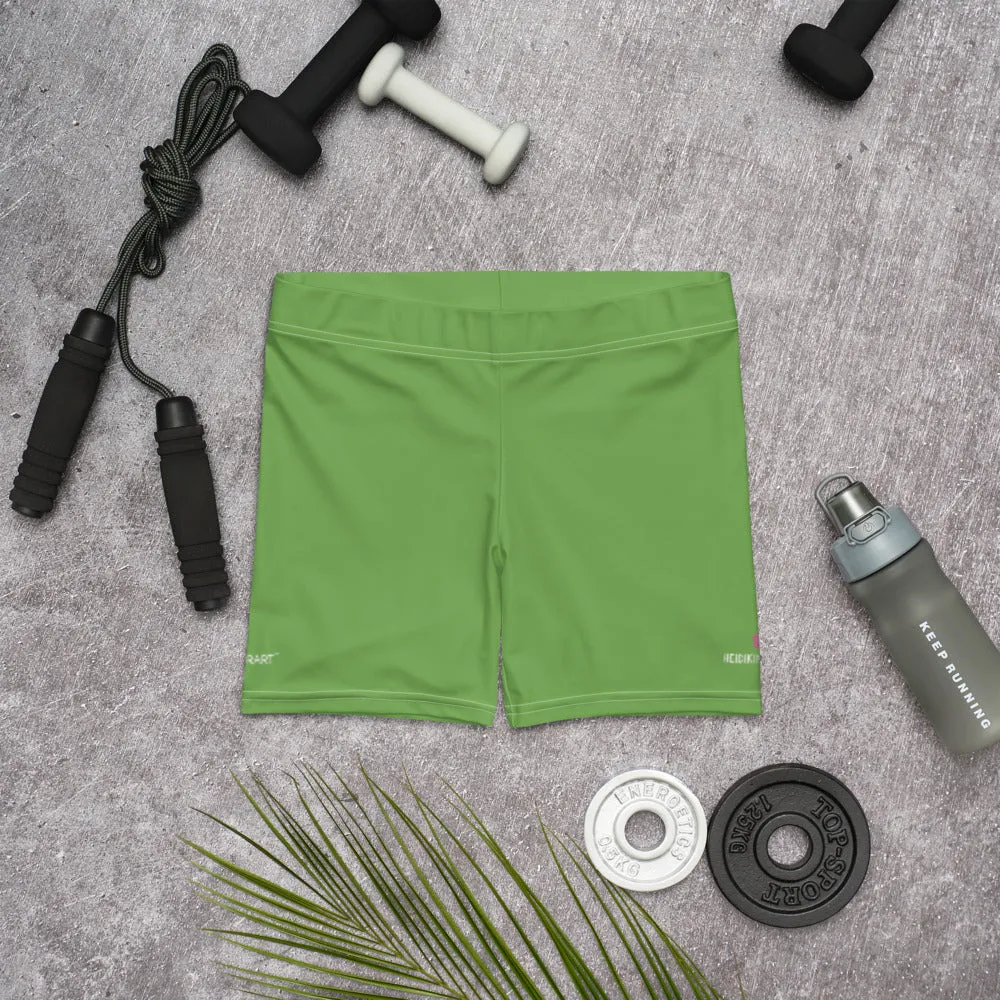 Green Women's Designer Shorts, Light Green Bright Gym Ladies' Pants-Made in USA/EU/MX