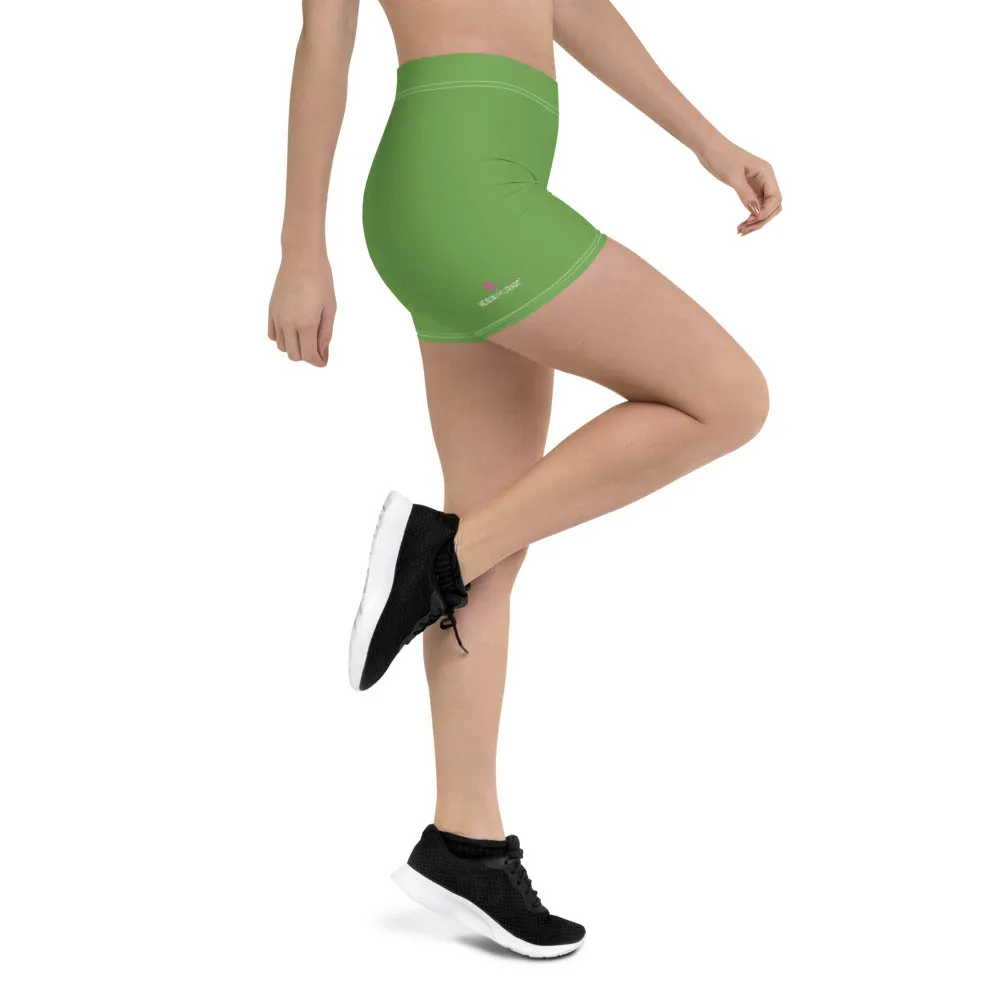 Green Women's Designer Shorts, Light Green Bright Gym Ladies' Pants-Made in USA/EU/MX