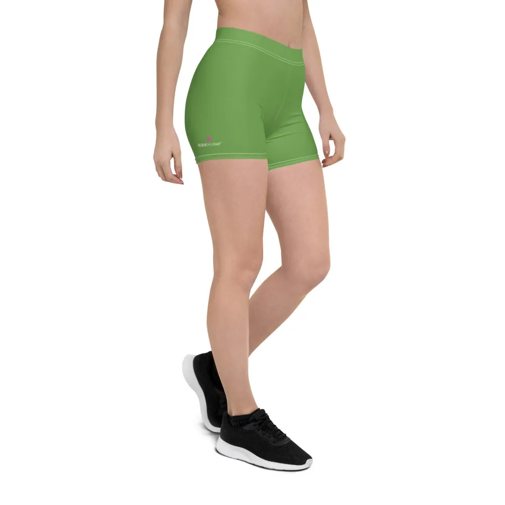 Green Women's Designer Shorts, Light Green Bright Gym Ladies' Pants-Made in USA/EU/MX