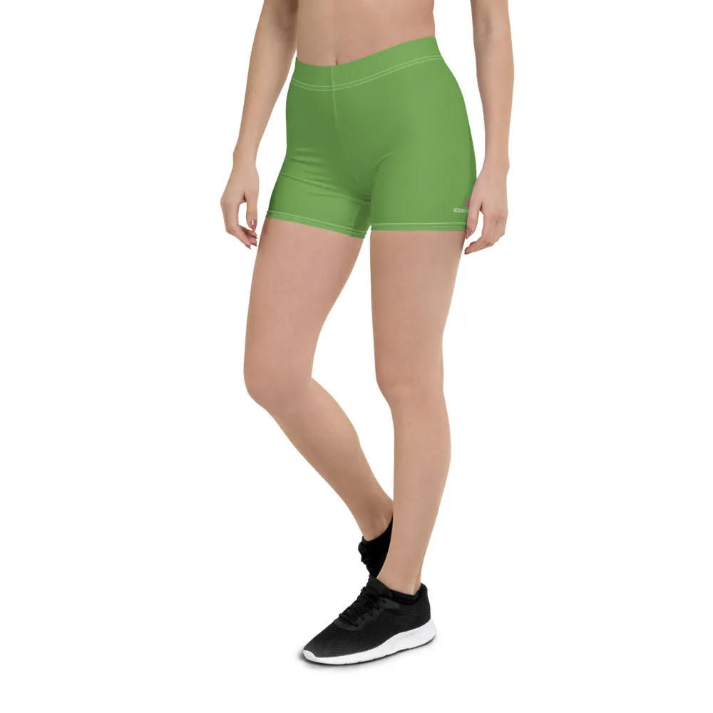 Green Women's Designer Shorts, Light Green Bright Gym Ladies' Pants-Made in USA/EU/MX