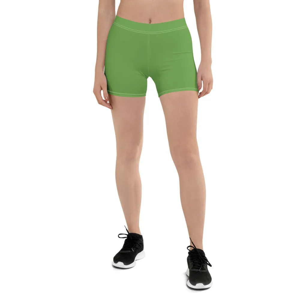 Green Women's Designer Shorts, Light Green Bright Gym Ladies' Pants-Made in USA/EU/MX