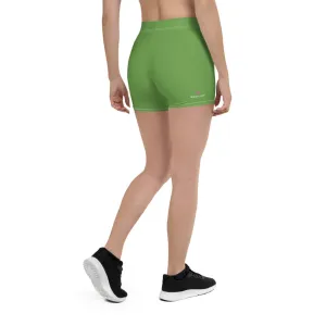 Green Women's Designer Shorts, Light Green Bright Gym Ladies' Pants-Made in USA/EU/MX