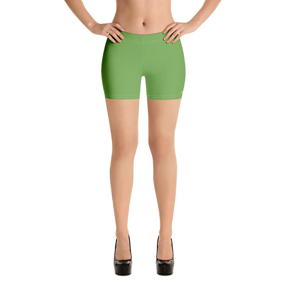 Green Women's Designer Shorts, Light Green Bright Gym Ladies' Pants-Made in USA/EU/MX