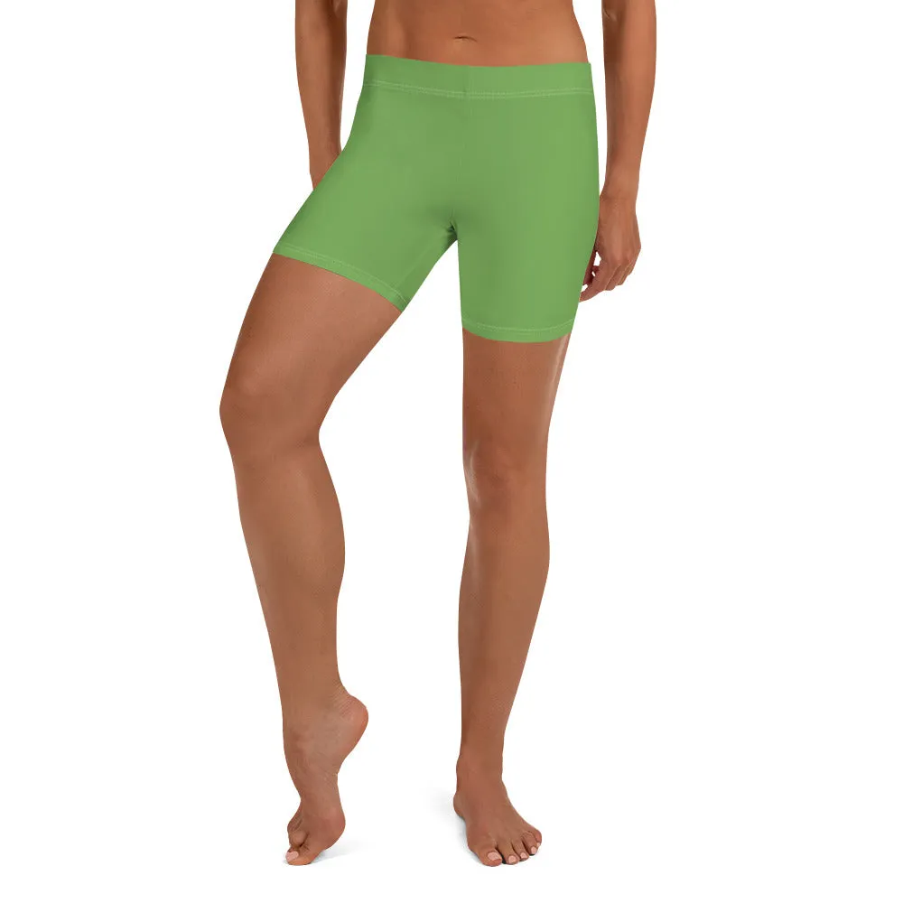 Green Women's Designer Shorts, Light Green Bright Gym Ladies' Pants-Made in USA/EU/MX