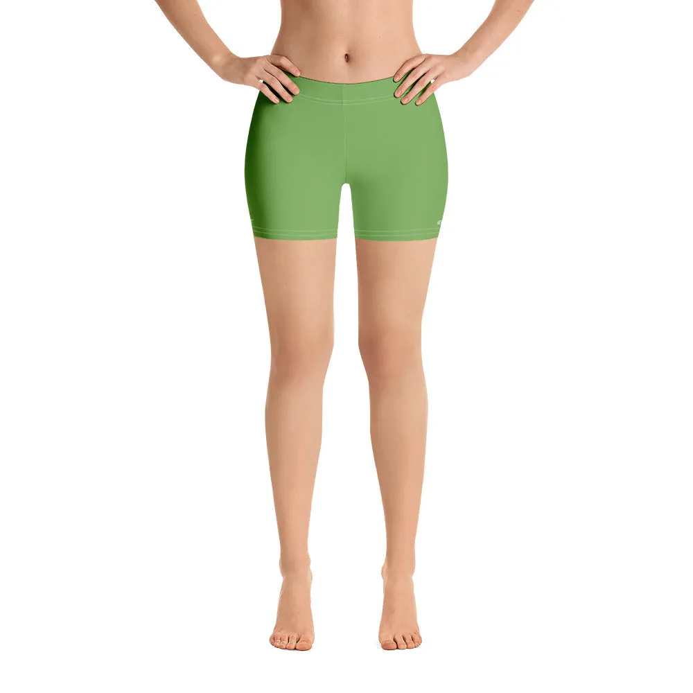 Green Women's Designer Shorts, Light Green Bright Gym Ladies' Pants-Made in USA/EU/MX