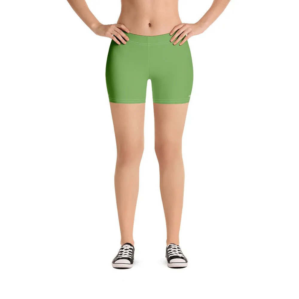 Green Women's Designer Shorts, Light Green Bright Gym Ladies' Pants-Made in USA/EU/MX