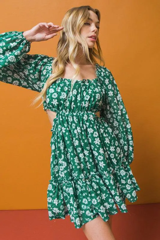 Greener Grass Womens printed woven midi dress