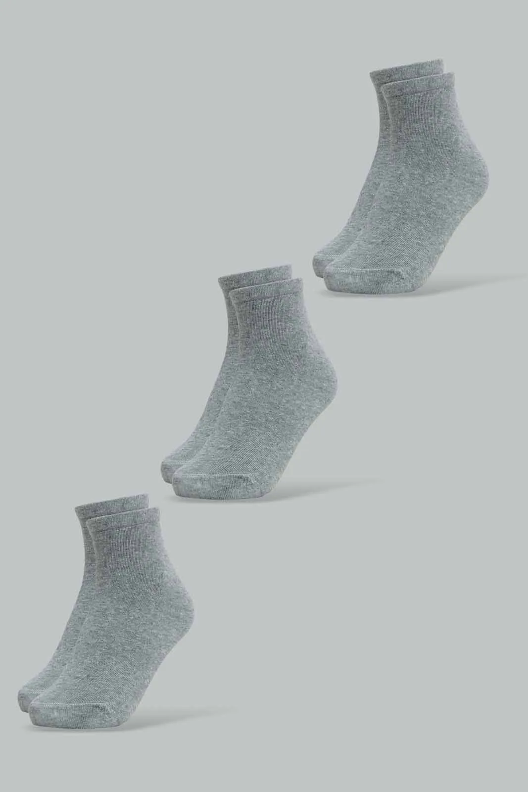 Grey Plain Socks For Men (Pack of 3)