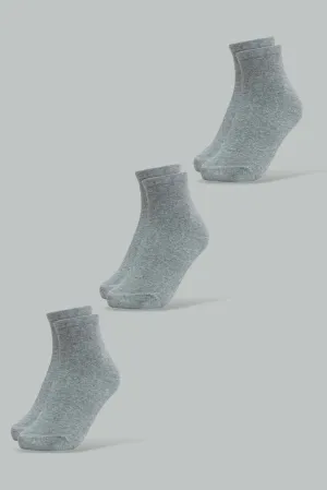 Grey Plain Socks For Men (Pack of 3)