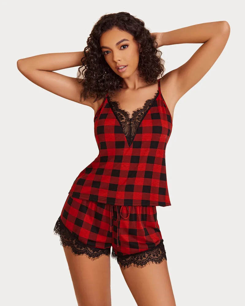 Halloween Pajama Set Lace Trim Short PJ Set