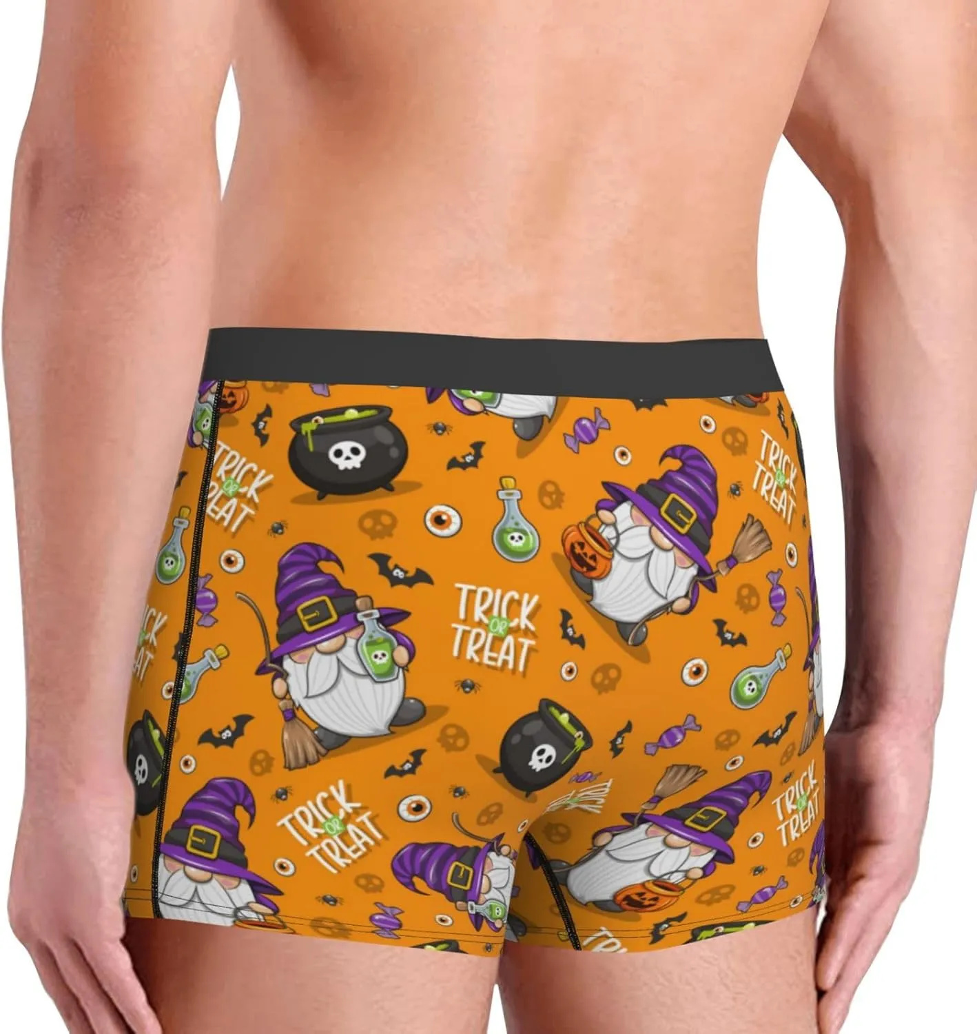 Halloween Witches Gnome Print Boxer Briefs For Men Breathable Underwear-