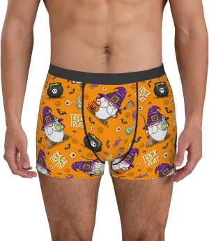 Halloween Witches Gnome Print Boxer Briefs For Men Breathable Underwear-