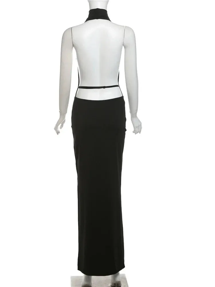 Halter Low Swinging Neck Maxi Dress
