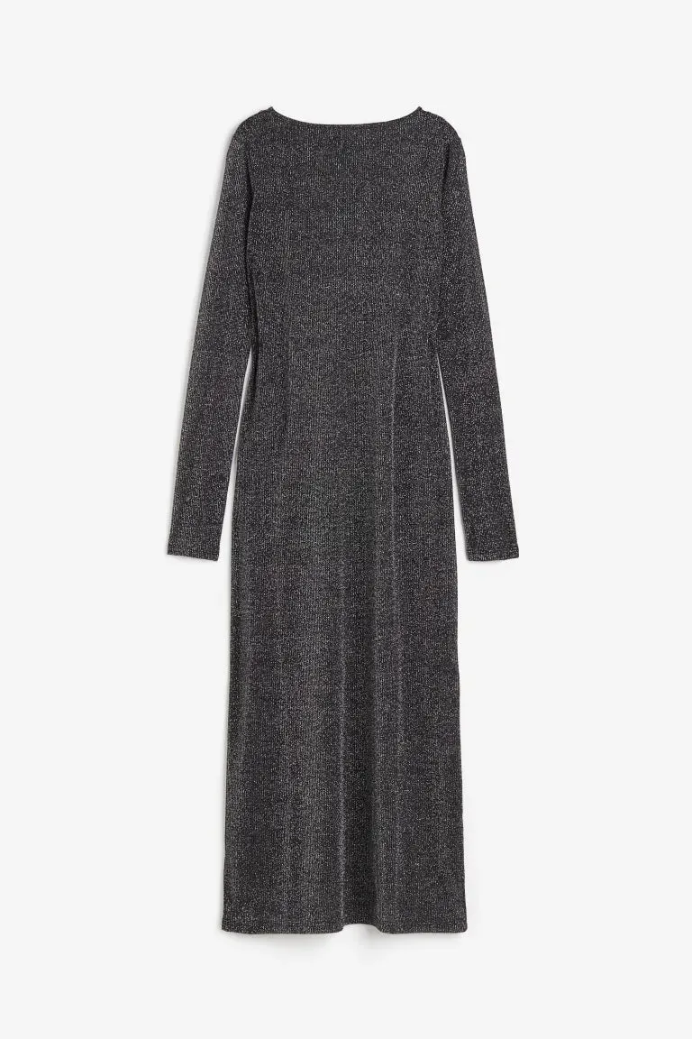 H&M glitter mesh dress, black
