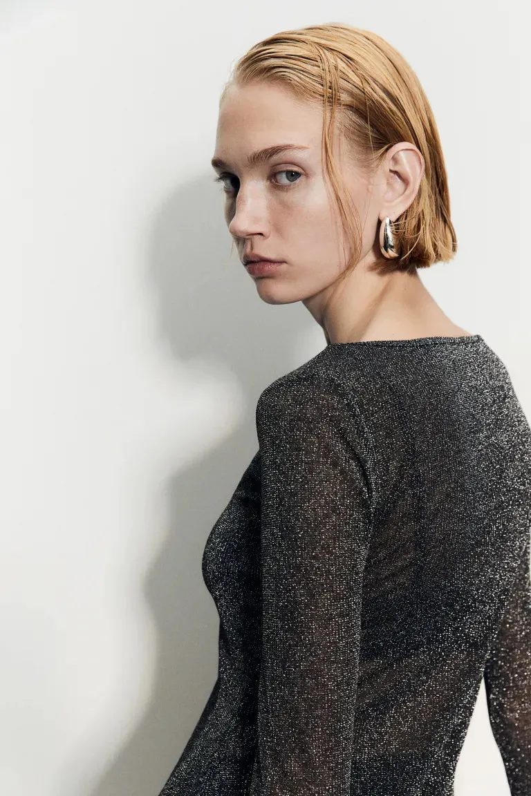 H&M glitter mesh dress, black