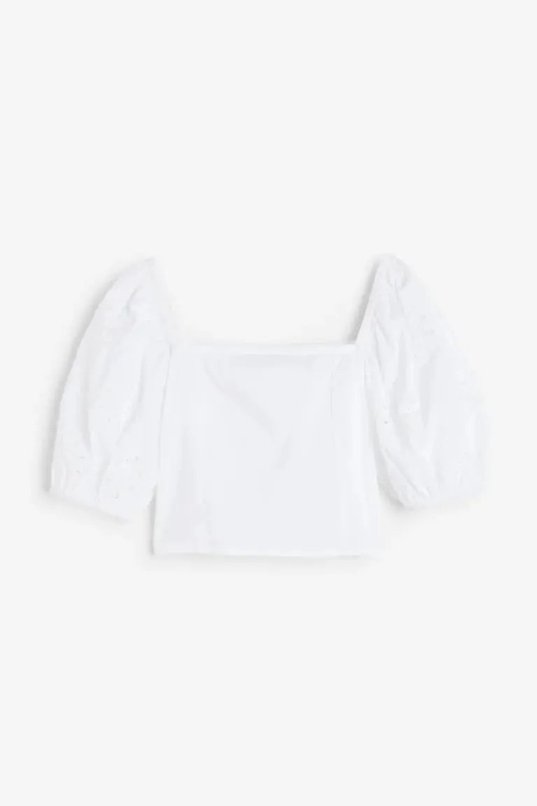 H&M puff sleeve blouse, white