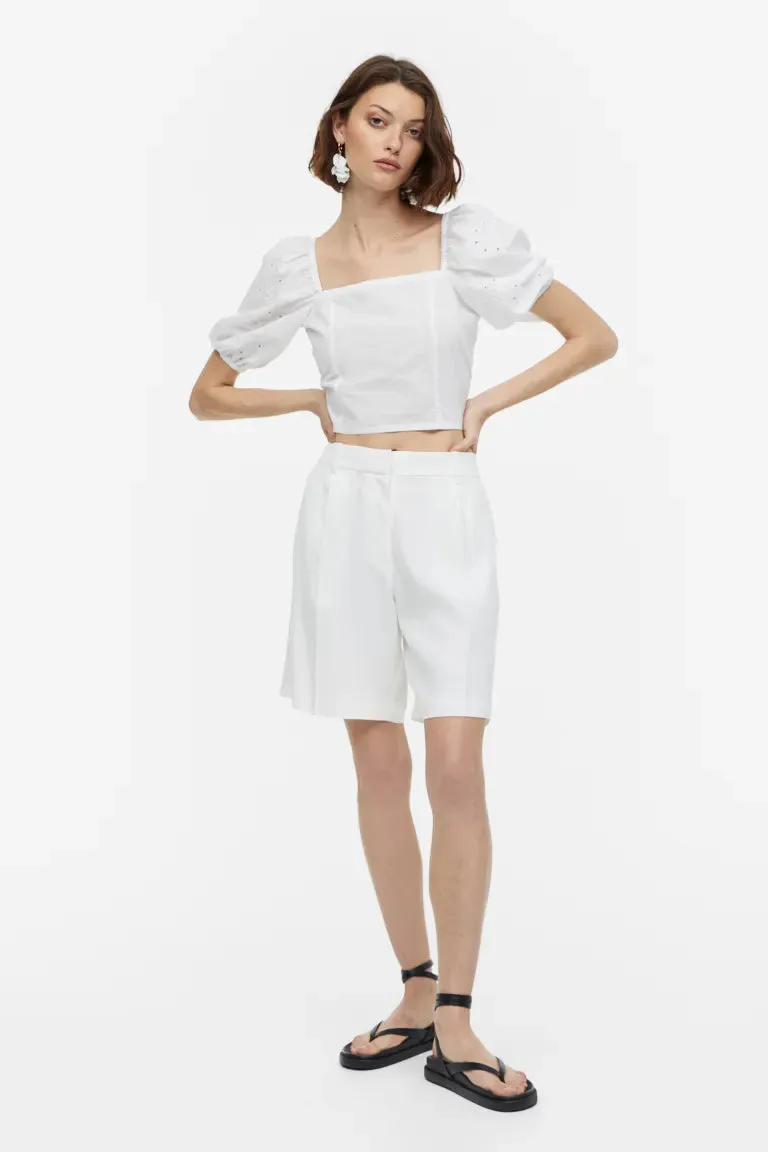 H&M puff sleeve blouse, white