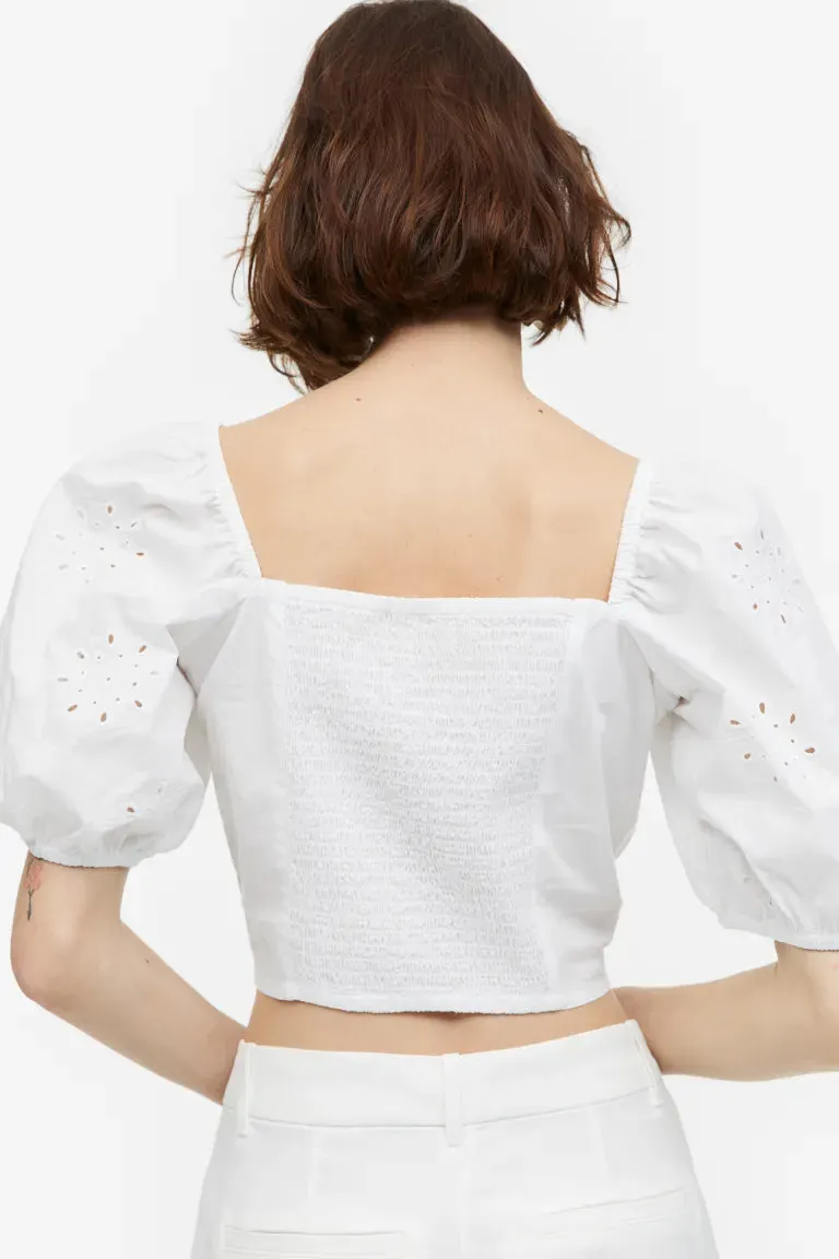 H&M puff sleeve blouse, white