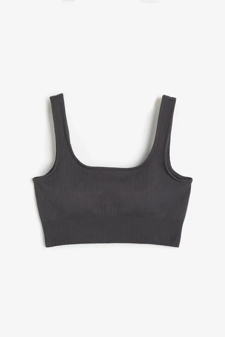 H&M Seamless Ribbed Bra, Gray